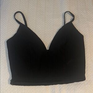 Black V-Neck Crop Top